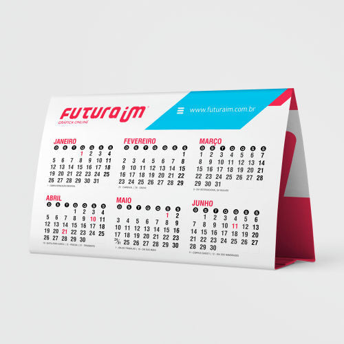 Mini Calendário de Mesa | 27x10cm | 4/0 | UV 1/0