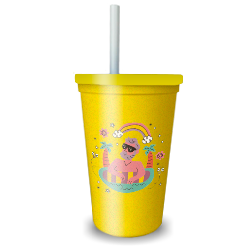 Imagem ilustrativa: Copão | 700ml | Amarelo | Com Tampa Amarela e Canudo