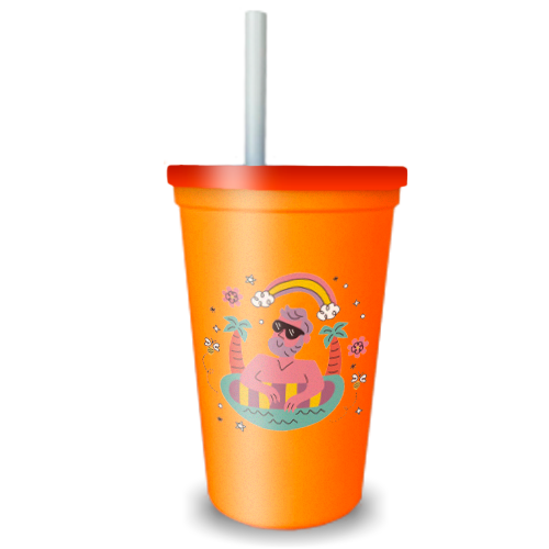 Imagem ilustrativa: Copão | 700ml | Laranja | Com Tampa Laranja e Canudo