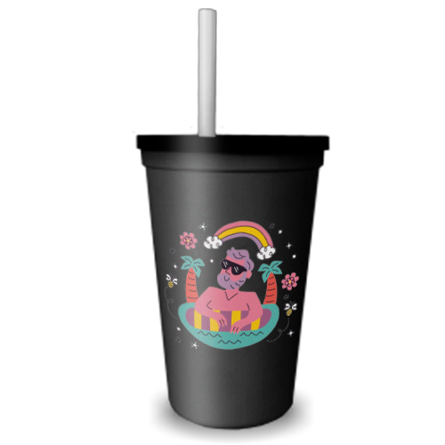 Imagem ilustrativa: Copão | 700ml | Preto | Com Tampa Preta e Canudo