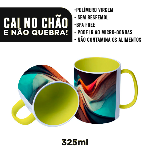 Imagem ilustrativa: Caneca de Polímero | Amarelo Neon | 325ml