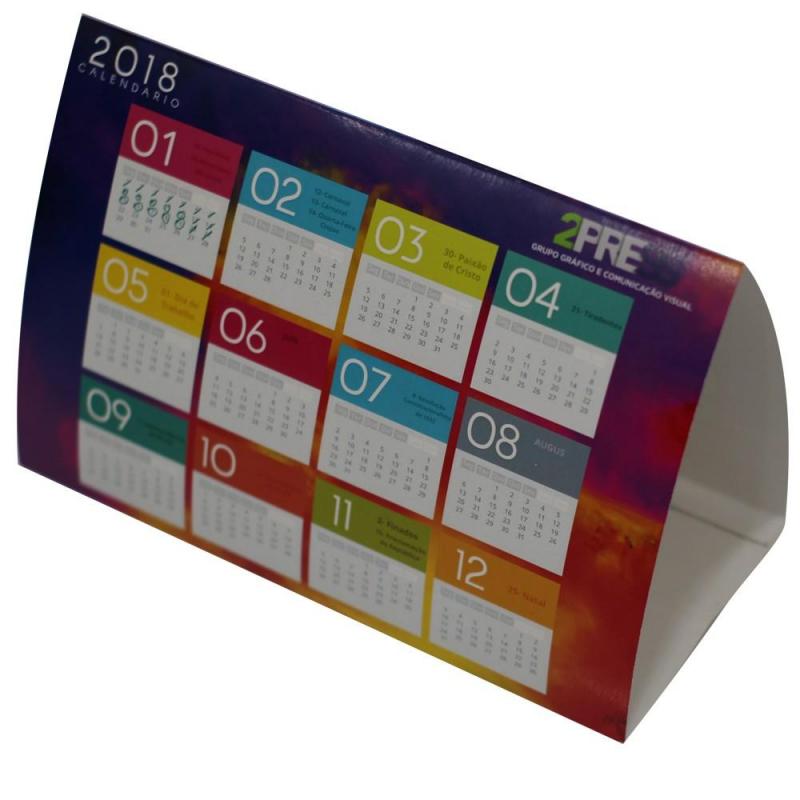 Mini Calendário de Mesa | 27x10cm | 4/0 | UV 1/0