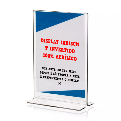 Imagem ilustrativa: Display de Mesa Acrílico | A6 | T Invertido | 4/4