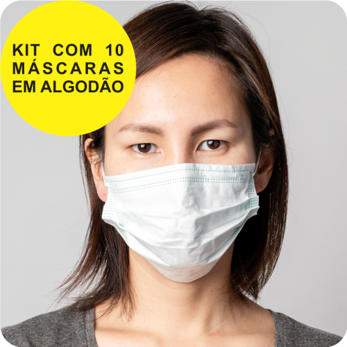 Imagem ilustrativa: Máscara de Tecido Sem Impressão | Kit com 10 Unid.