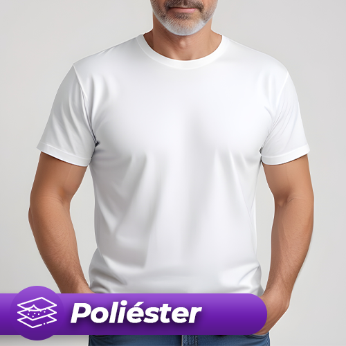 Imagem ilustrativa: Camiseta Branca | Sem Impressão | Poliéster