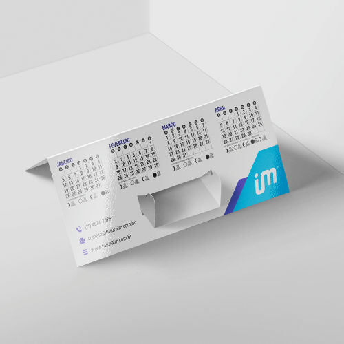 Calendário de Mesa c/ Porta Cartão | 25x18cm | 4/0 | UV 1/0