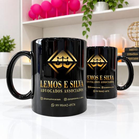 Caneca Preta Personalizada | Tarja Branca