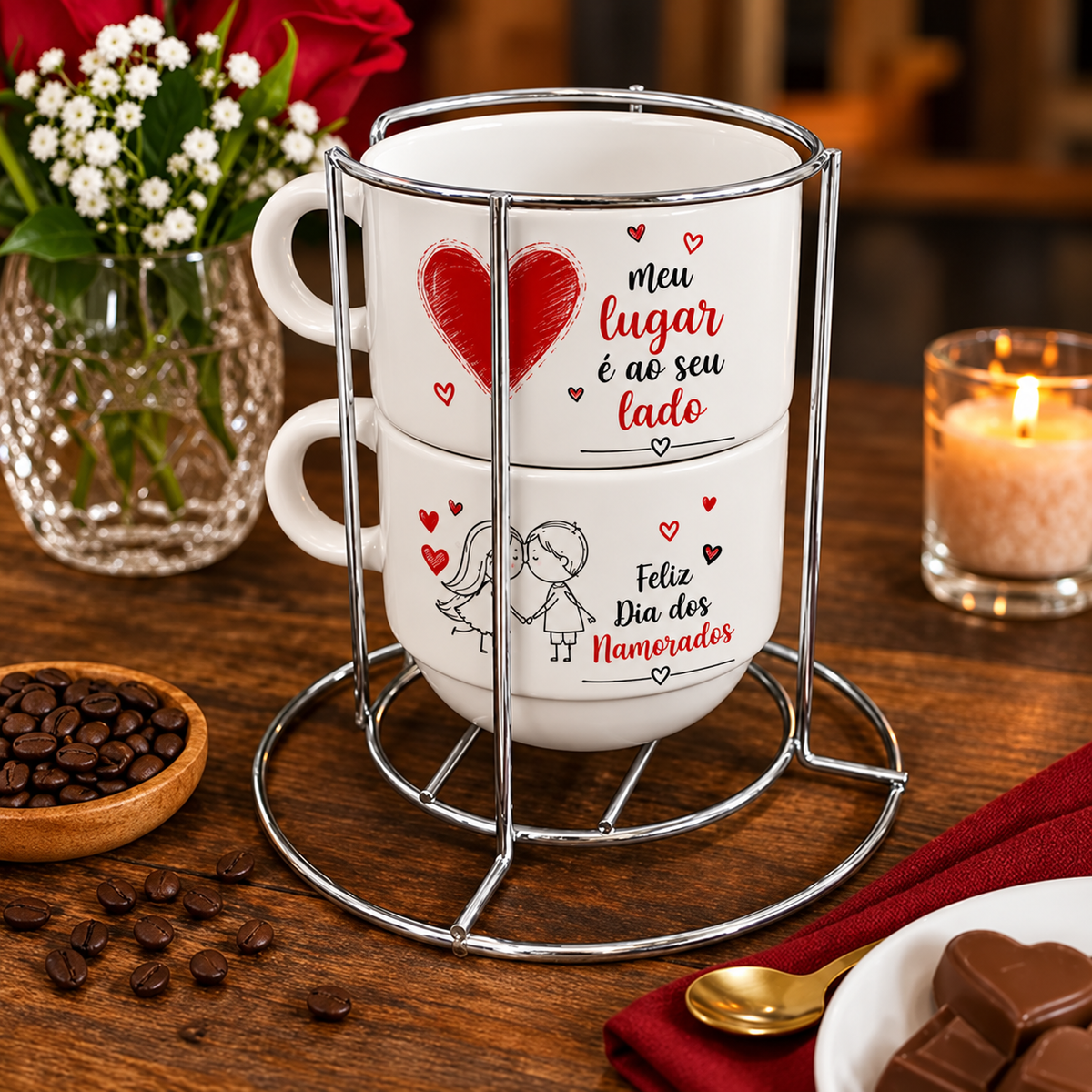 Torre Personalizada | 2 Xícaras + Suporte