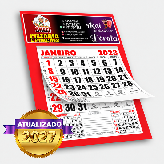 Calendário de Parede com Bloco | 4x0 | DuoDesign 250g